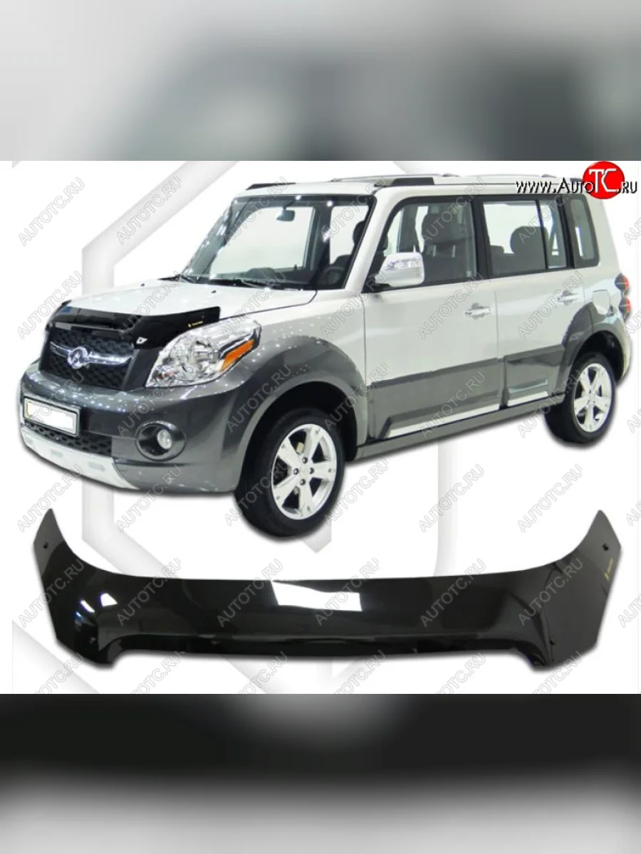 Дефлектор капота CA-Plastic Great Wall Hover M2 (2010-2014) (Classic черный, Без надписи)  в Перми Пермском крае