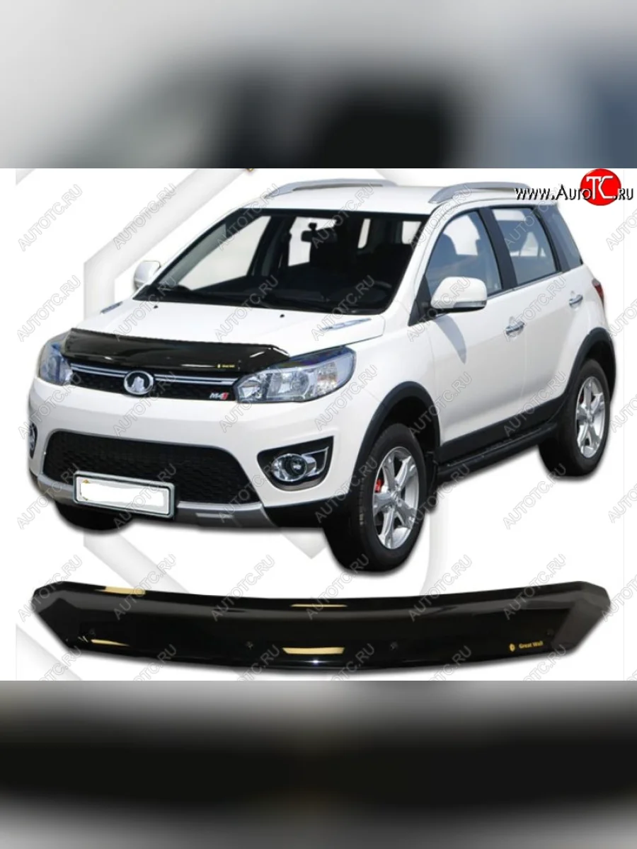 Дефлектор капота CA-Plastic Great Wall Hover M4 (2012-2016) (Classic черный, Без надписи)  в Керчи Республика Крым