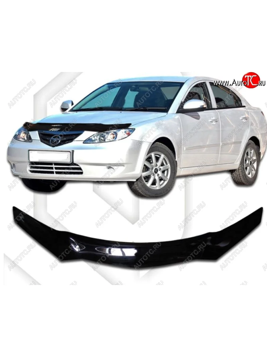 Дефлектор капота CA-Plastic Haima 3 HMC7185A седан (2010-2013) (Classic черный, Без надписи)  в Керчи Республика Крым