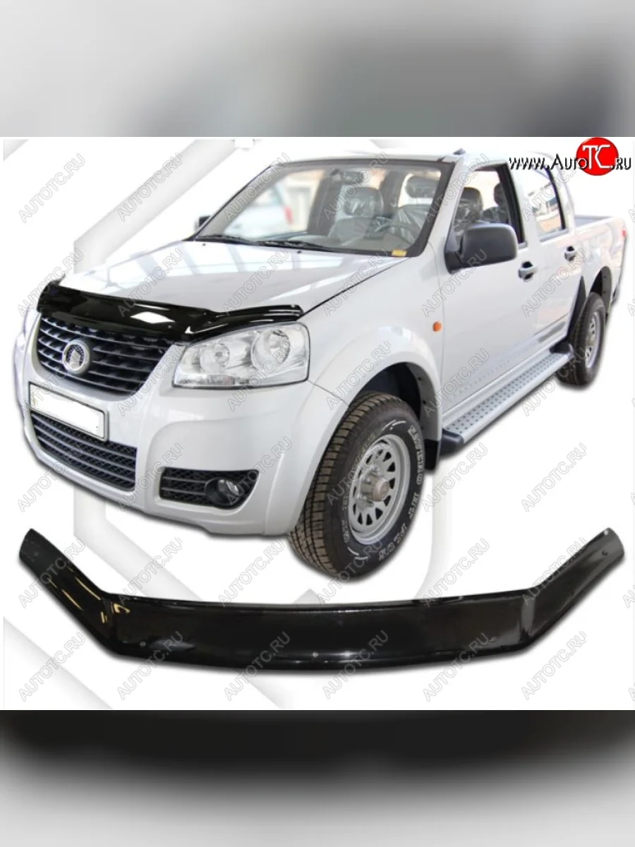 Дефлектор капота CA-Plastic Great Wall Wingle 5 (2011-2017) (Classic черный, Без надписи)  в Самаре Самарской области