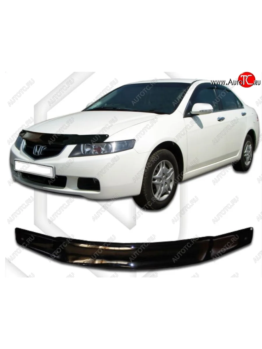 Дефлектор капота (CL-8 CL9) CA-Plastic Honda Accord 7 CL седан дорестайлинг (2002-2005) (серия Classic черный, Без надписи)  в Самаре Самарской области