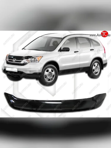 Дефлектор капота CA-Plastic (Classic черный) Honda CR-V RE1,RE2,RE3,RE4,RE5,RE7 рестайлинг (2009-2012)
