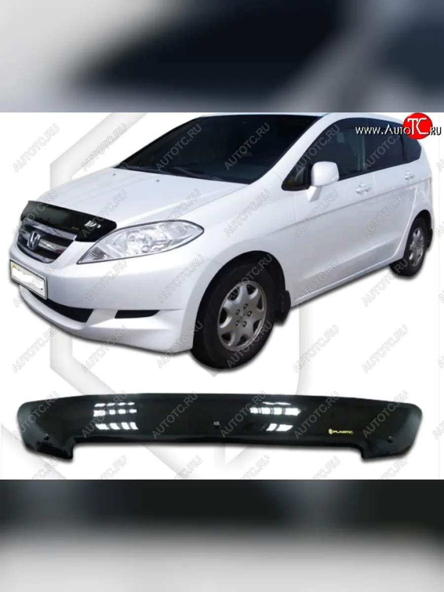 Дефлектор капота (BE1, BE2, BE3, BE4) CA Plastic Honda Edix (2004-2009) (Classic черный, Без надписи)  в Керчи Республика Крым