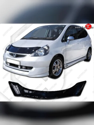 Дефлектор капота GD1-GD4 CA-Plastic (Classic черный) Honda Fit 1 GD дорестайлинг (2001-2004)