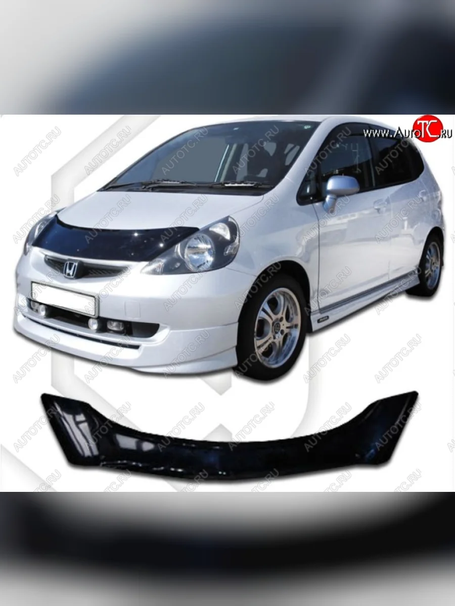 Дефлектор капота GD1-GD4 CA-Plastic Honda Fit 1 GD дорестайлинг (2001-2004) (Classic черный, Без надписи)  в Перми Пермском крае