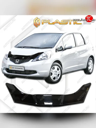 Дефлектор капота CA-Plastic (Classic черный) Honda Jazz (2008-2015)