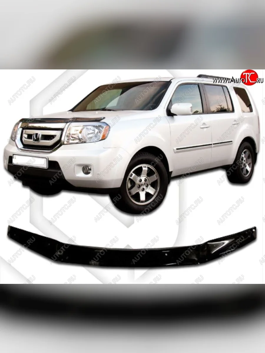 Дефлектор капота CA-Plastic Honda Pilot YF4 дорестайлинг (2008-2011) (Classic черный, Без надписи)  в Самаре Самарской области