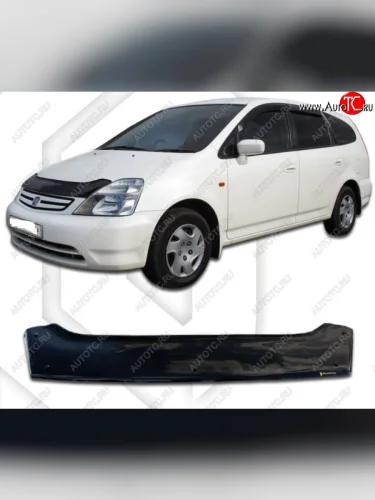 Дефлектор капота CA-Plastic (Classic черный) Honda Stream 1 RN1,RN3  дорестайлинг (2000-2004)