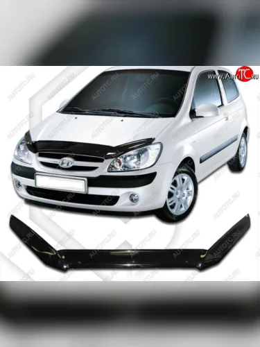 Дефлектор капота CA-Plastic (Classic черный) Hyundai Getz TB хэтчбэк 5 дв. рестайлинг (2005-2010)