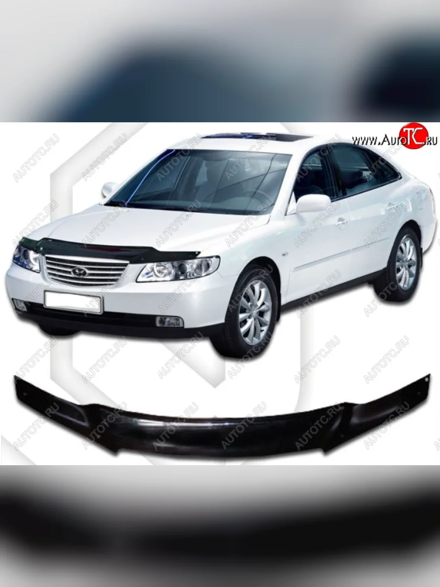 Дефлектор капота CA-Plastic Hyundai Grandeur TG дорестайлинг (2005-2009) (Classic черный, Без надписи)  в Самаре Самарской области