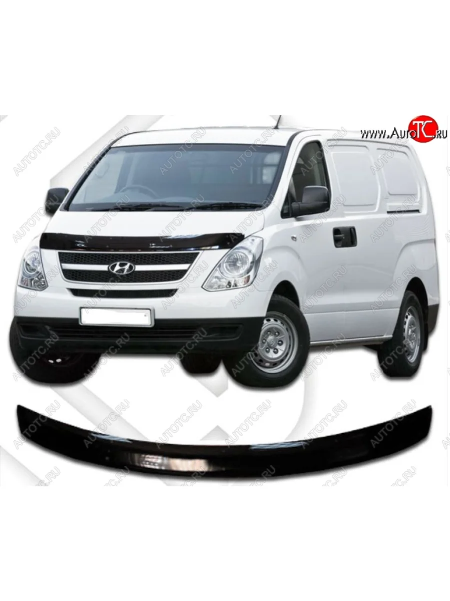 Дефлектор капота CA-Plastic Hyundai Starex/Grand Starex/H1 TQ рестайлинг (2014-2018) (Classic черный, Без надписи)  в Самаре Самарской области