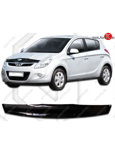 Дефлектор капота CA-Plastic (Classic черный) Hyundai i20 PB хэтчбэк дорестайлинг (2008-2012)