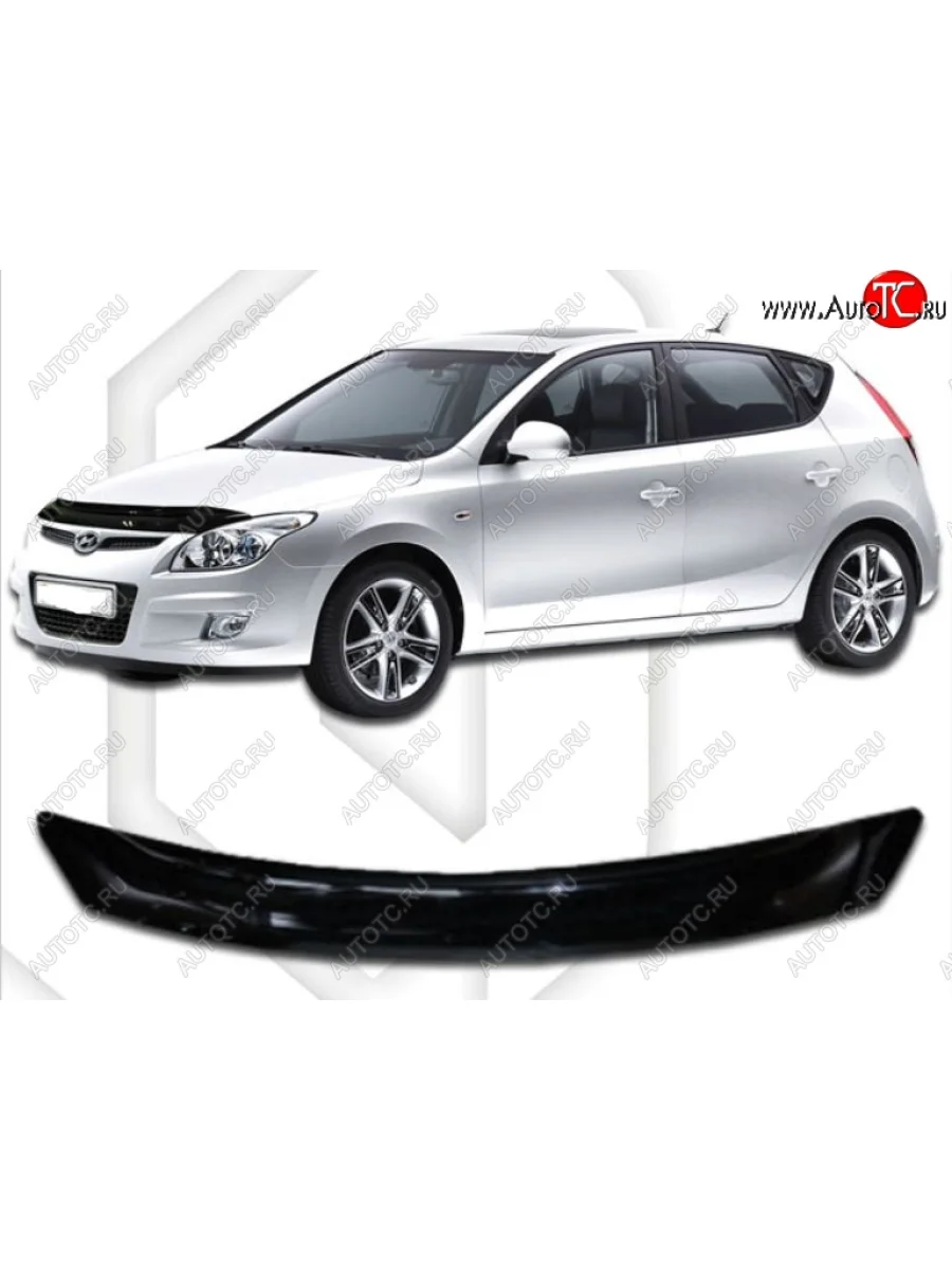 Дефлектор капота CA-Plastic Hyundai I30 FD универсал рестайлинг (2010-2012) (Classic черный, Без надписи)  в Самаре Самарской области