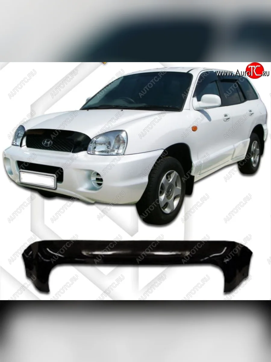 Дефлектор капота CA-Plastic Hyundai Santa Fe SM (2000-2012) (Classic черный, Без надписи)  в Керчи Республика Крым