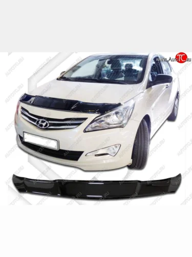 Дефлектор капота CA-Plastic (Classic черный) Hyundai Solaris RBr седан рестайлинг (2014-2017)