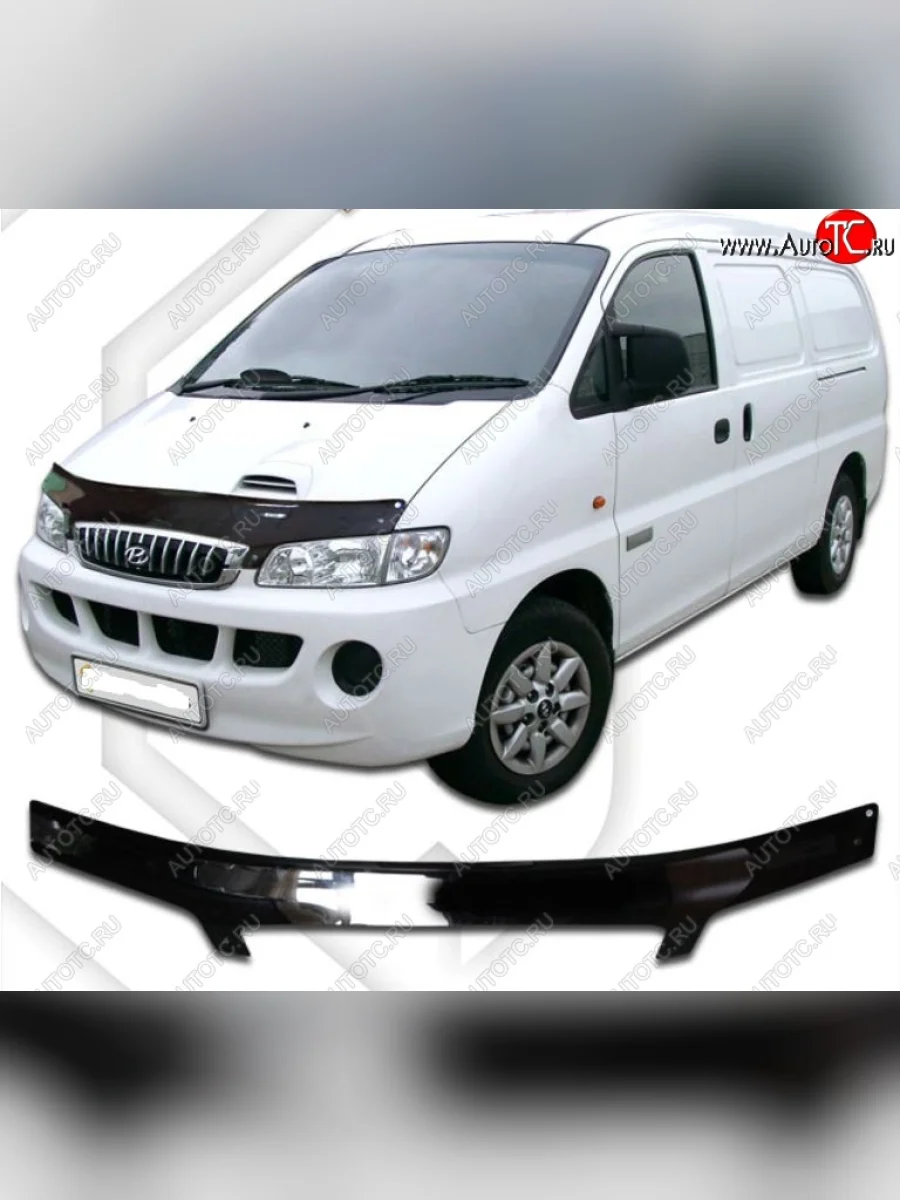 Дефлектор капота CA-Plastic Hyundai Starex/H1 A1 дорестайлинг (1997-2004) (Classic черный, Без надписи)  в Керчи Республика Крым