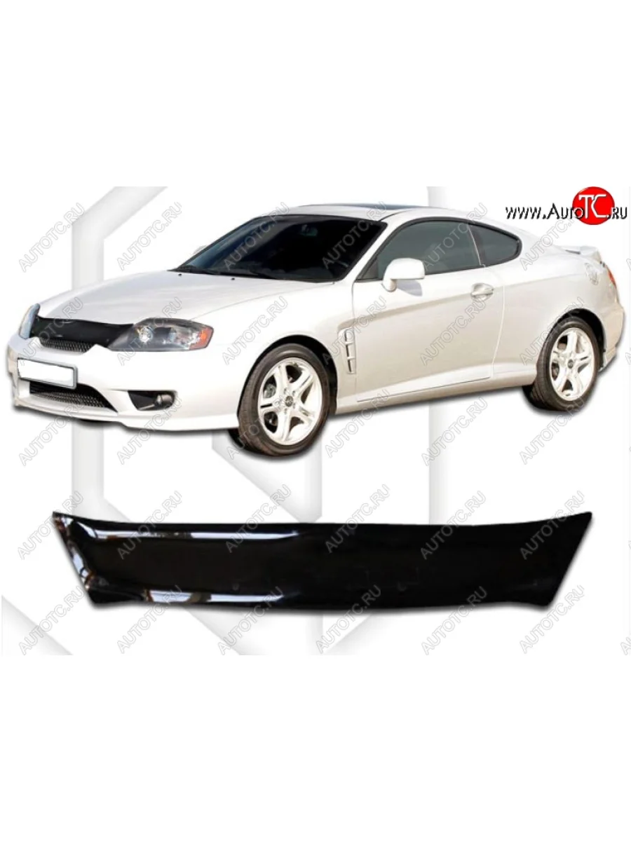 Дефлектор капота CA-Plastic Hyundai Tiburon GK дорестайлинг (2001-2004) (Classic черный, Без надписи)  в Керчи Республика Крым