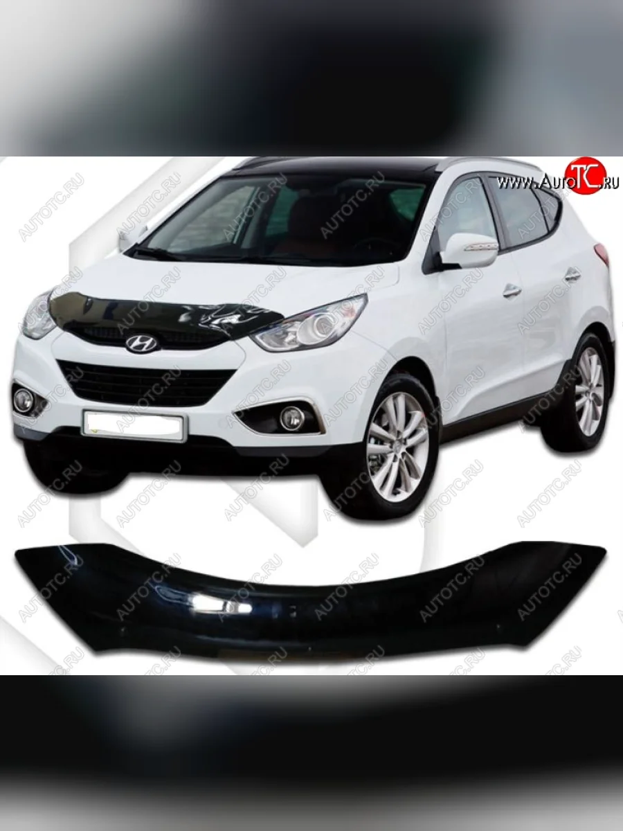 Дефлектор капота CA-Plastic Hyundai Tucson LM (2010-2017) (Classic черный, Без надписи)  в Самаре Самарской области