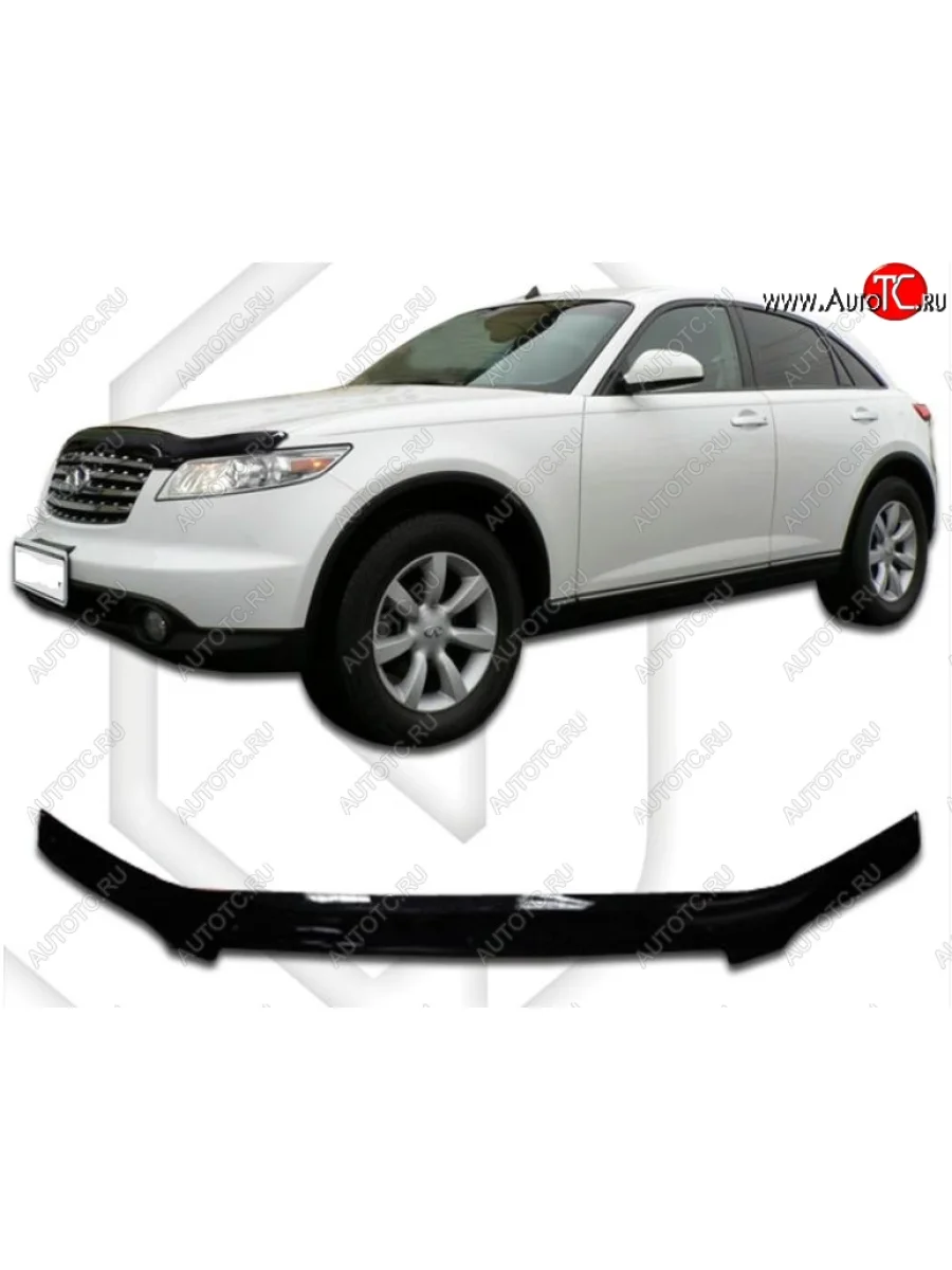 Дефлектор капота CA-Plastic INFINITI FX35 S50 дорестайлинг (2002-2005) (Classic черный, Без надписи)  в Перми Пермском крае