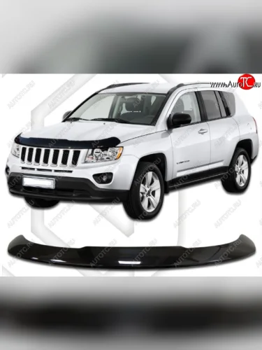 Дефлектор капота CA-Plastic (Classic черный) Jeep Compass MK рестайлинг (2011-2015)