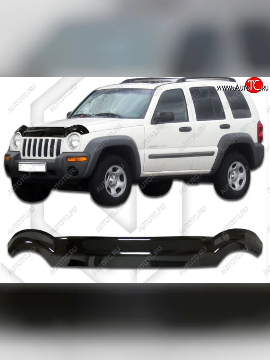 Дефлектор капота CA-Plastic Jeep Liberty KJ рестайлинг (2004-2007) (Classic черный, Без надписи)  в Керчи Республика Крым