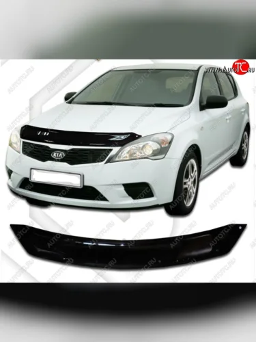 Дефлектор капота CA-Plastic (Classic черный) KIA Ceed 1 ED рестайлинг, хэтчбэк 5 дв. (2010-2012)