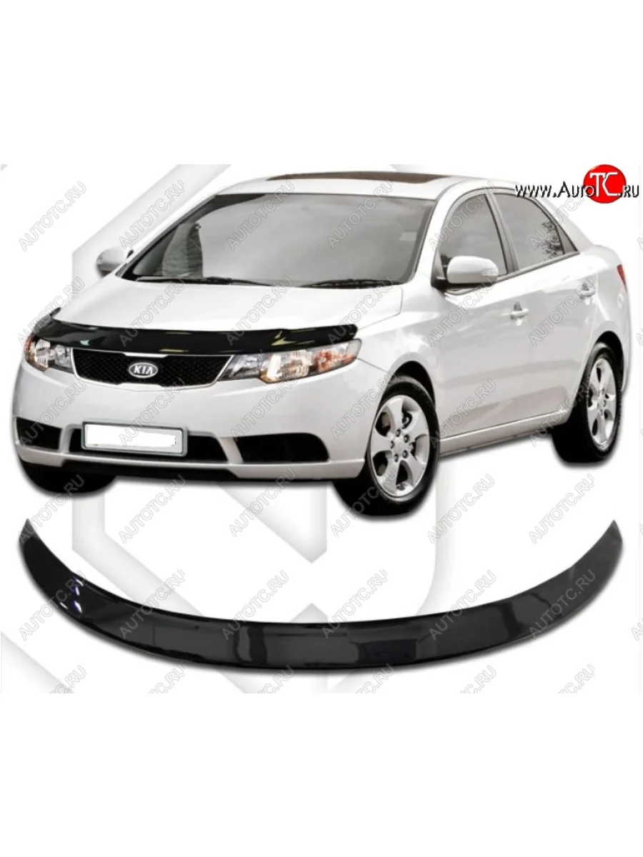 Дефлектор капота CA-Plastic KIA Cerato 2 TD седан (2008-2013) (серия Classic черный, Без надписи)  в Самаре Самарской области