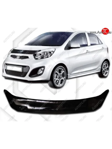 Дефлектор капота CA-Plastic (Classic черный) KIA Picanto 2 TA хэтчбэк 5 дв. дорестайлинг (2011-2015)