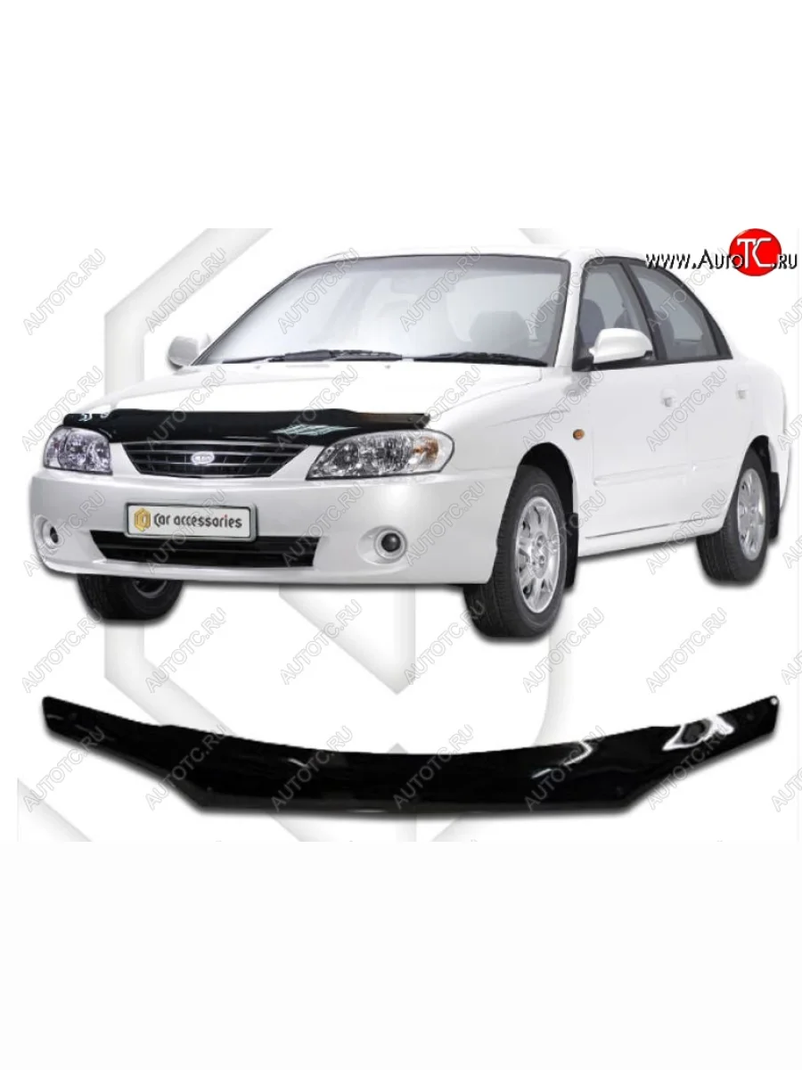 Дефлектор капота CA-Plastic KIA Spectra (2000-2009) (Classic черный, Без надписи)  в Самаре Самарской области