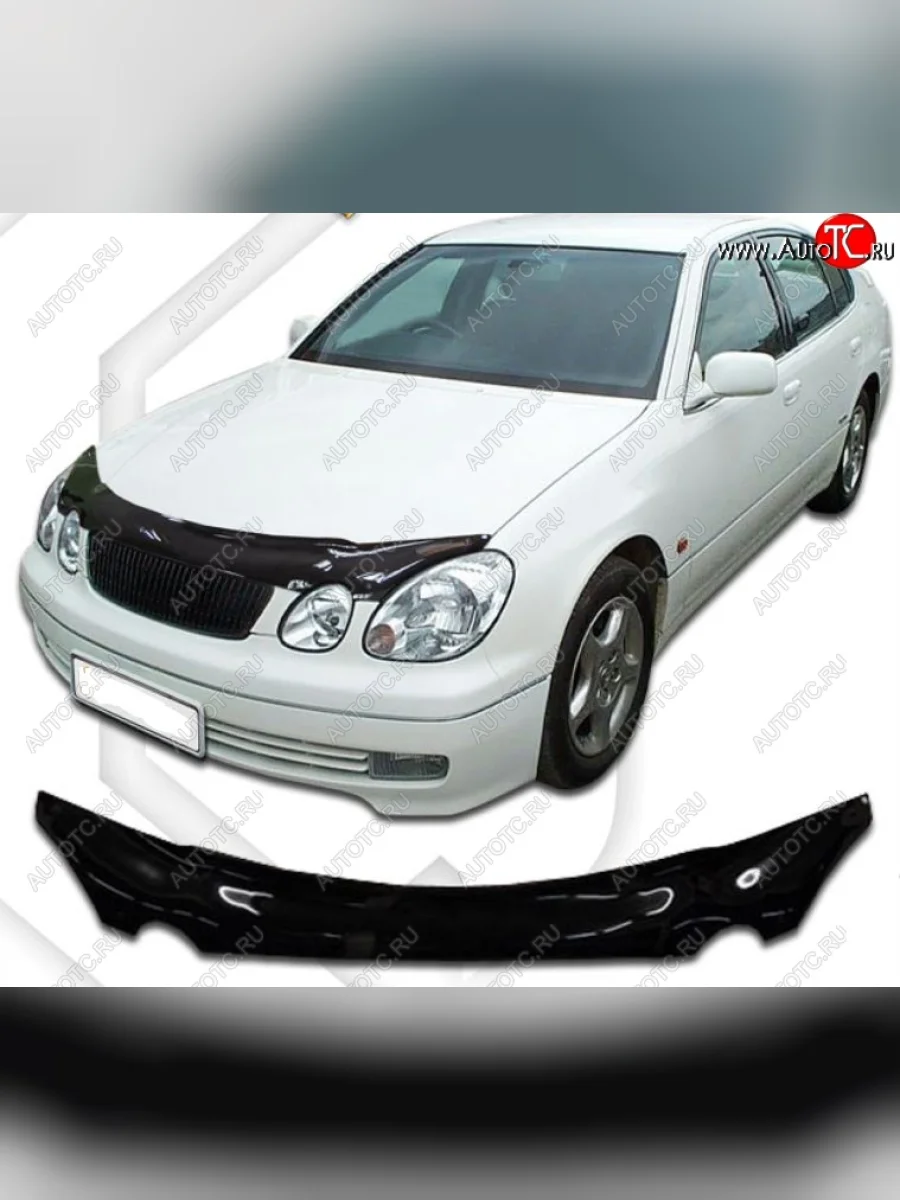 Дефлектор капота CA-Plastic Lexus GS300 S160 дорестайлинг (1997-2001) (серия Classic черный, Без надписи)  в Керчи Республика Крым