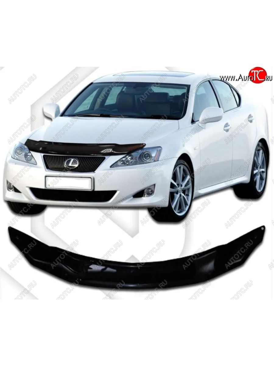 Дефлектор капота CA-Plastic Lexus IS250 XE20 седан дорестайлинг (2005-2013) (Classic черный, Без надписи)  в Самаре Самарской области