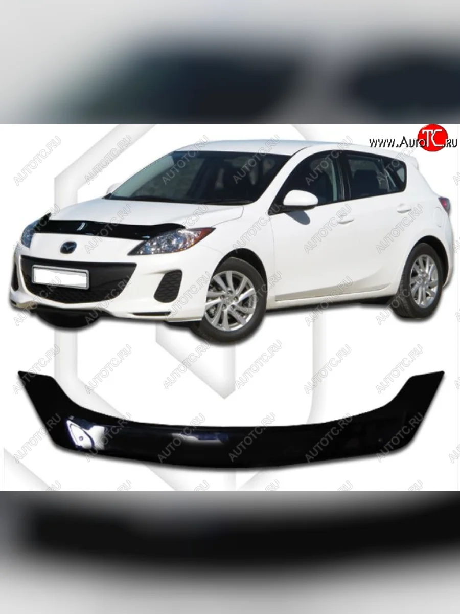 Дефлектор капота CA-Plastic Mazda 3/Axela BL дорестайлинг, хэтчбэк 5 дв. (2009-2011) (Classic черный, Без надписи)  в Керчи Республика Крым