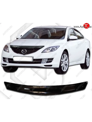 Дефлектор капота CA-Plastic (Classic черный) Mazda 6 GH дорестайлинг лифтбэк (2007-2010)