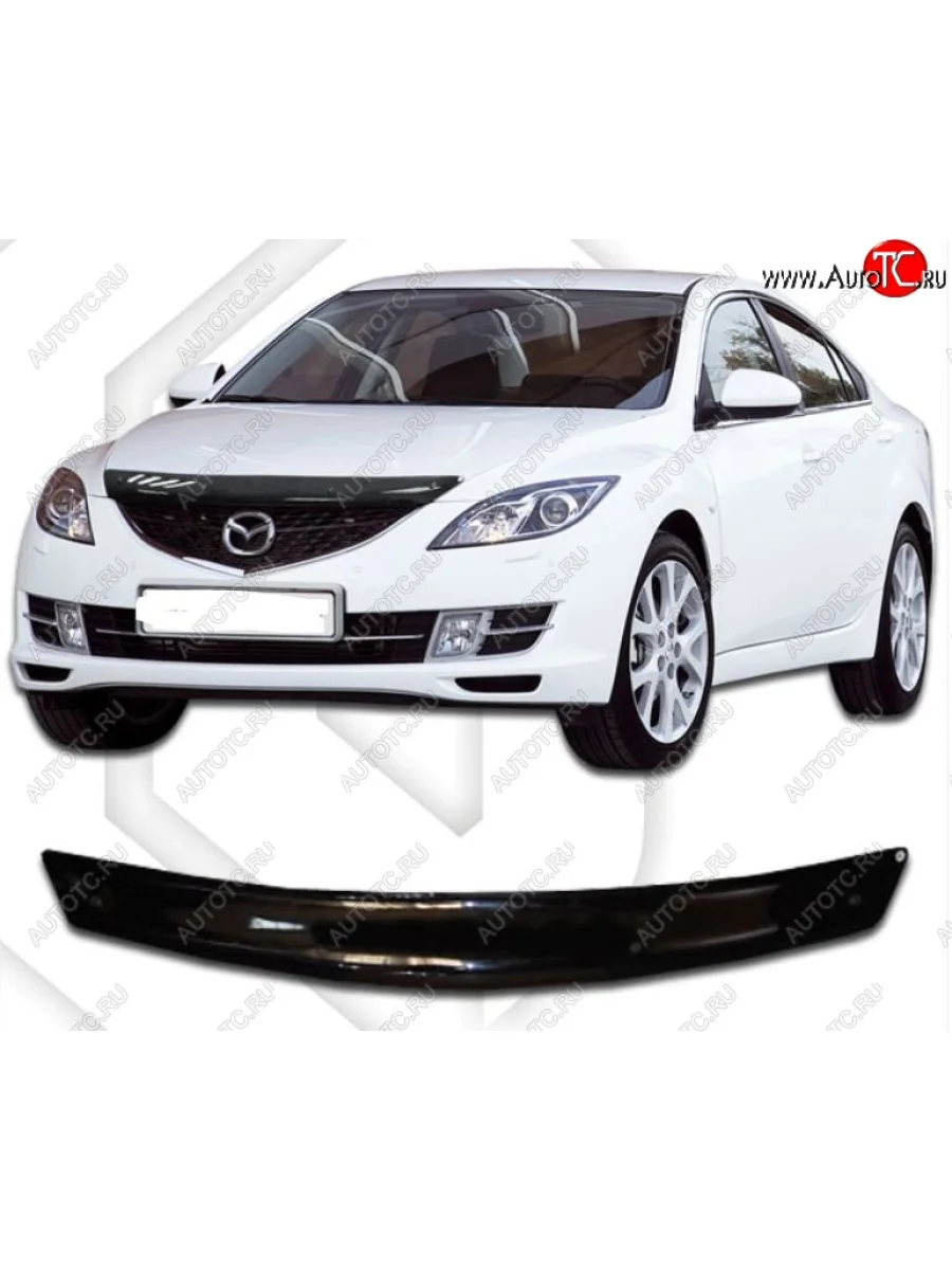 Дефлектор капота CA-Plastic Mazda 6 GH дорестайлинг лифтбэк (2007-2010) (Classic черный, Без надписи)  в Самаре Самарской области