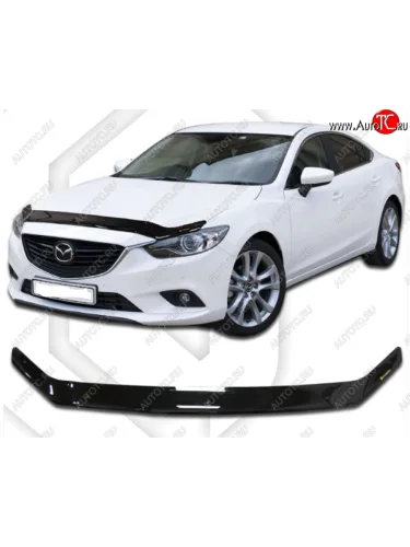Дефлектор капота CA-Plastic (Classic черный) Mazda 6 GJ дорестайлинг седан (2012-2015)