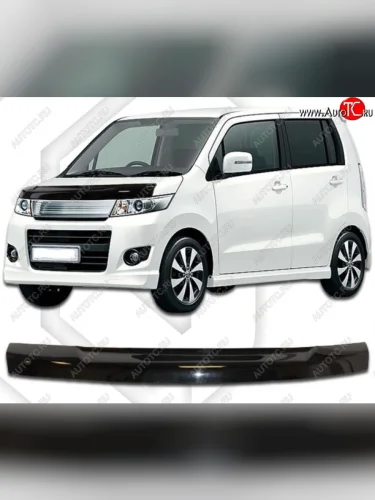 Дефлектор капота CA-Plastic (Classic черный) Mazda AZ-Wagon (2004-2008)