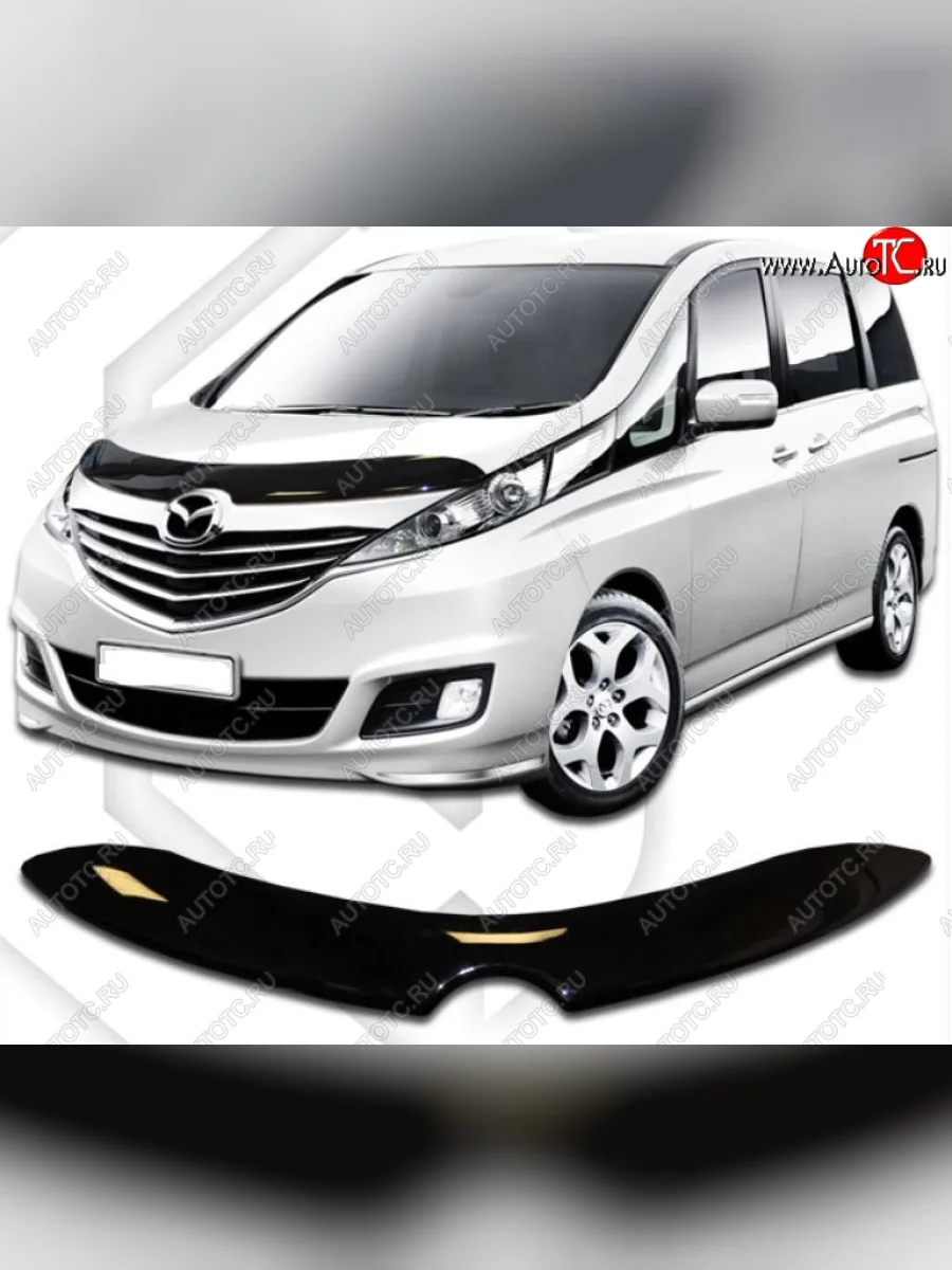 Дефлектор капота CA-Plastic Mazda Biante (2008-2018) (Classic черный, Без надписи)  в Перми Пермском крае
