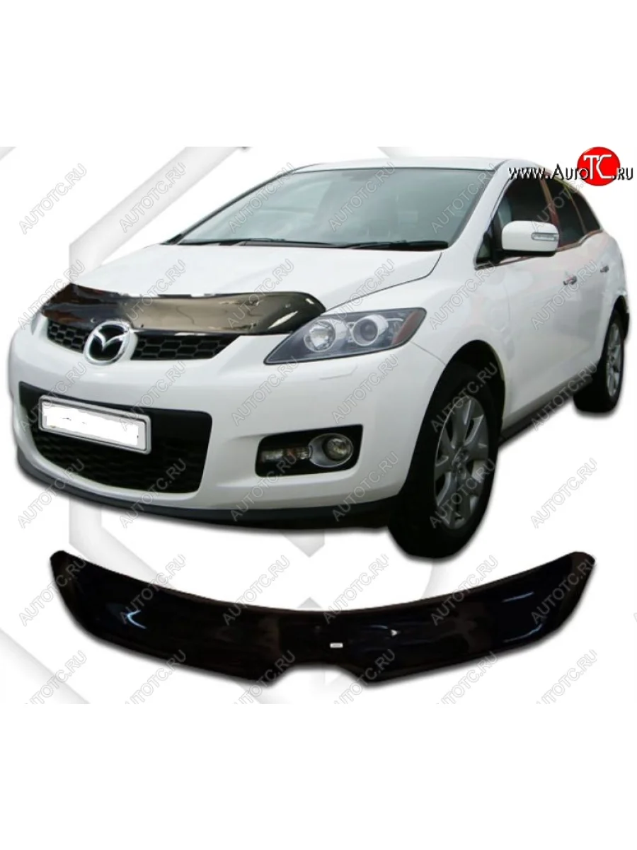 Дефлектор капота CA-Plastic Mazda CX-7 ER дорестайлинг (2006-2010) (Classic черный, Без надписи)  в Перми Пермском крае