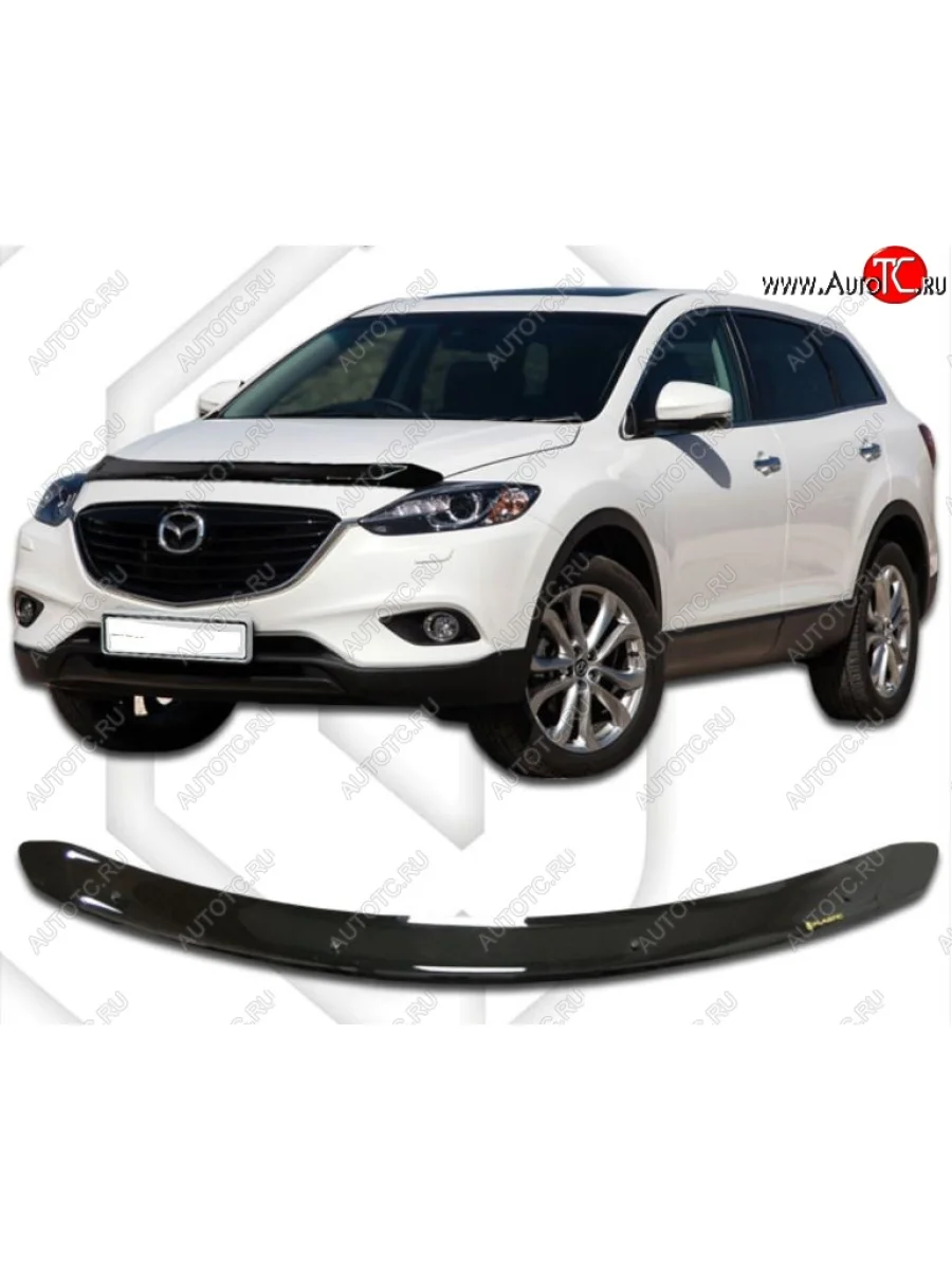 Дефлектор капота CA-Plastic Mazda CX-9 TB дорестайлинг (2007-2009) (Classic черный, Без надписи)  с доставкой в г. Пермь