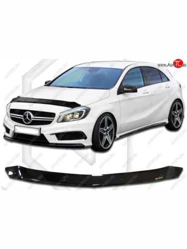 Дефлектор капота CA Plastic (Classic черный) Mercedes-Benz A class W176 дорестайлинг, хэтчбэк 5 дв. (2012-2015)