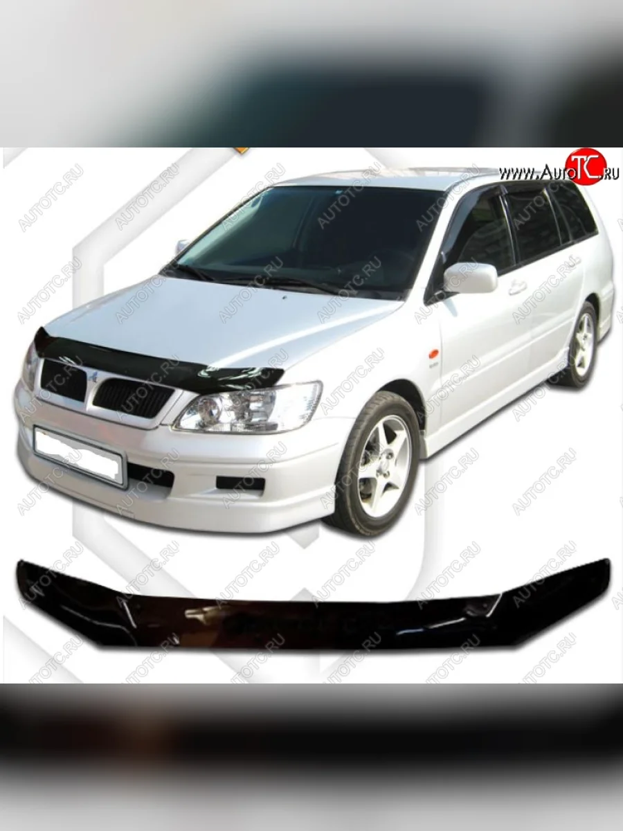 Дефлектор капота CA-Plastic Mitsubishi Lancer Cedia 9 CS универсал (2000-2003) (Classic черный, Без надписи)  в Керчи Республика Крым