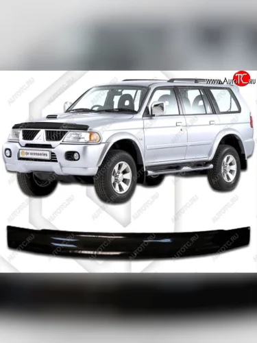 Дефлектор капота CA-Plastic (Classic черный) Mitsubishi Montero Sport PA дорестайлинг (1996-2000)