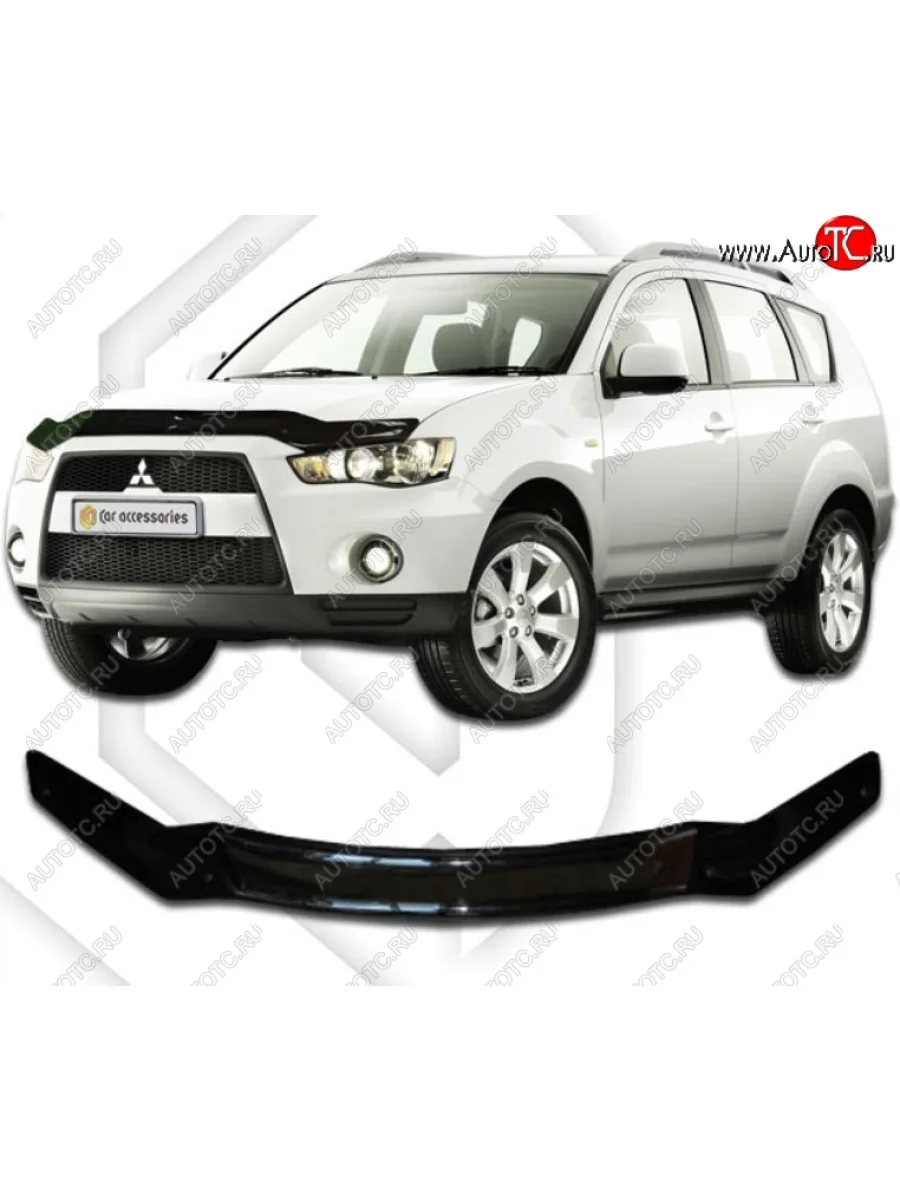 Дефлектор капота CA-Plastic Mitsubishi Outlander XL (CW)  рестайлинг (2010-2013) (серия Classic черный, Без надписи)  в Керчи Республика Крым