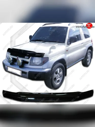 Дефлектор капота (H61-H77 5D, 1.8 л.) CA-Plastic (Classic черный) Mitsubishi Pajero iO (1998-2007)