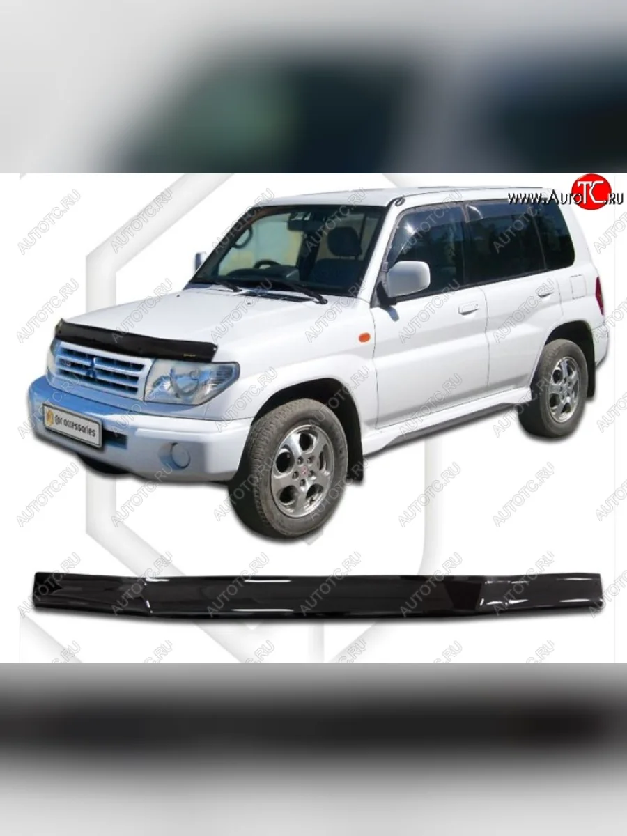 Дефлектор капота (H66-H77 5D, 2 л.) CA-Plastic Mitsubishi Pajero iO (1998-2007) (Classic черный, Без надписи)  в Керчи Республика Крым