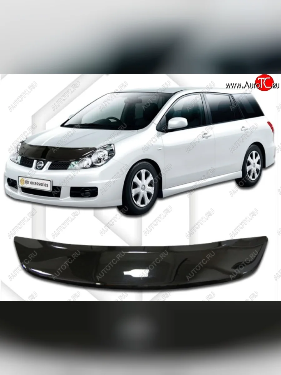 Дефлектор капота CA-Plastic Nissan AD Y12 дорестайлинг (2006-2016) (Classic черный, Без надписи)  в Самаре Самарской области