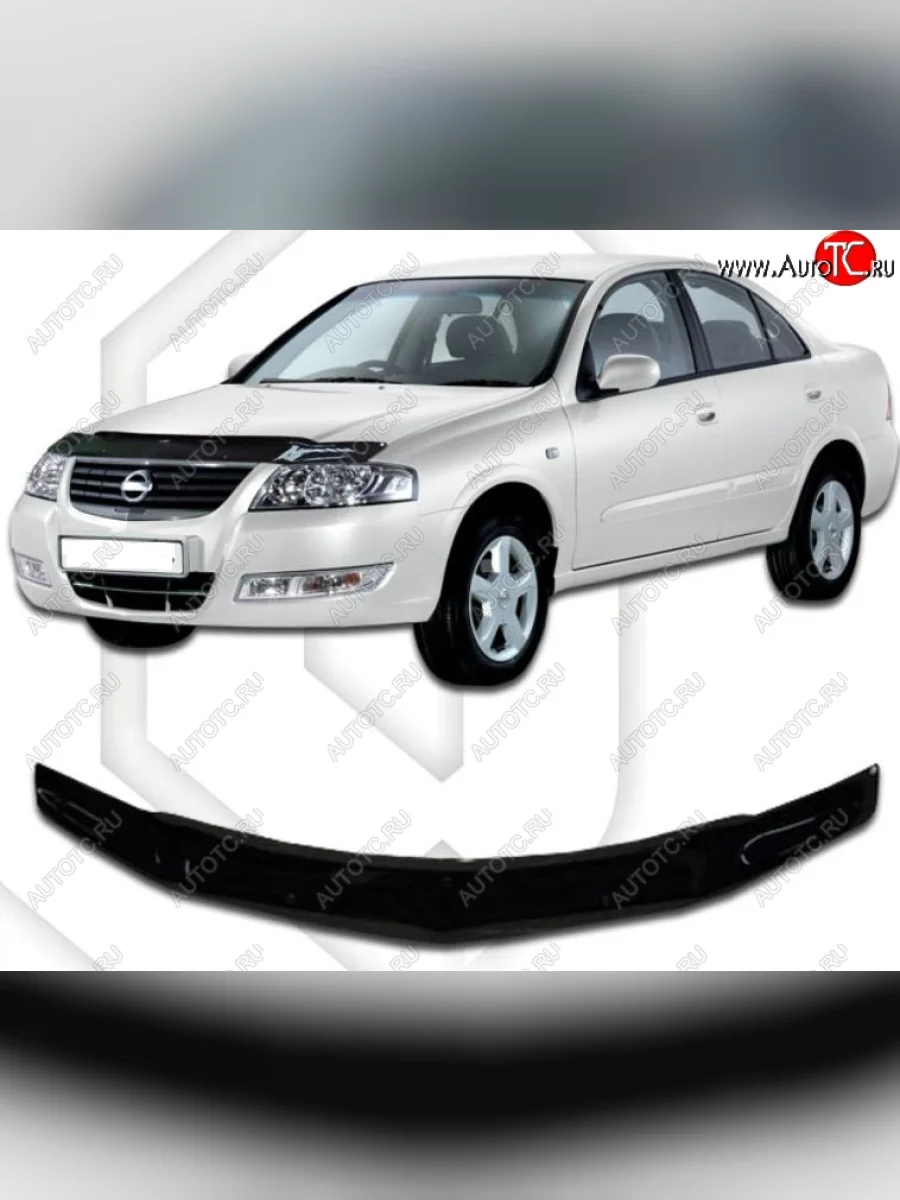 Дефлектор капота CA-Plastic Nissan Almera Classic B10 седан (2006-2013) (Classic черный, Без надписи)  в Самаре Самарской области