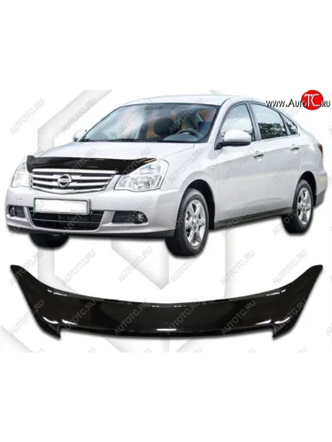 Дефлектор капота CA-Plastic (Classic черный) Nissan Almera 3 G15 седан (2012-2019)