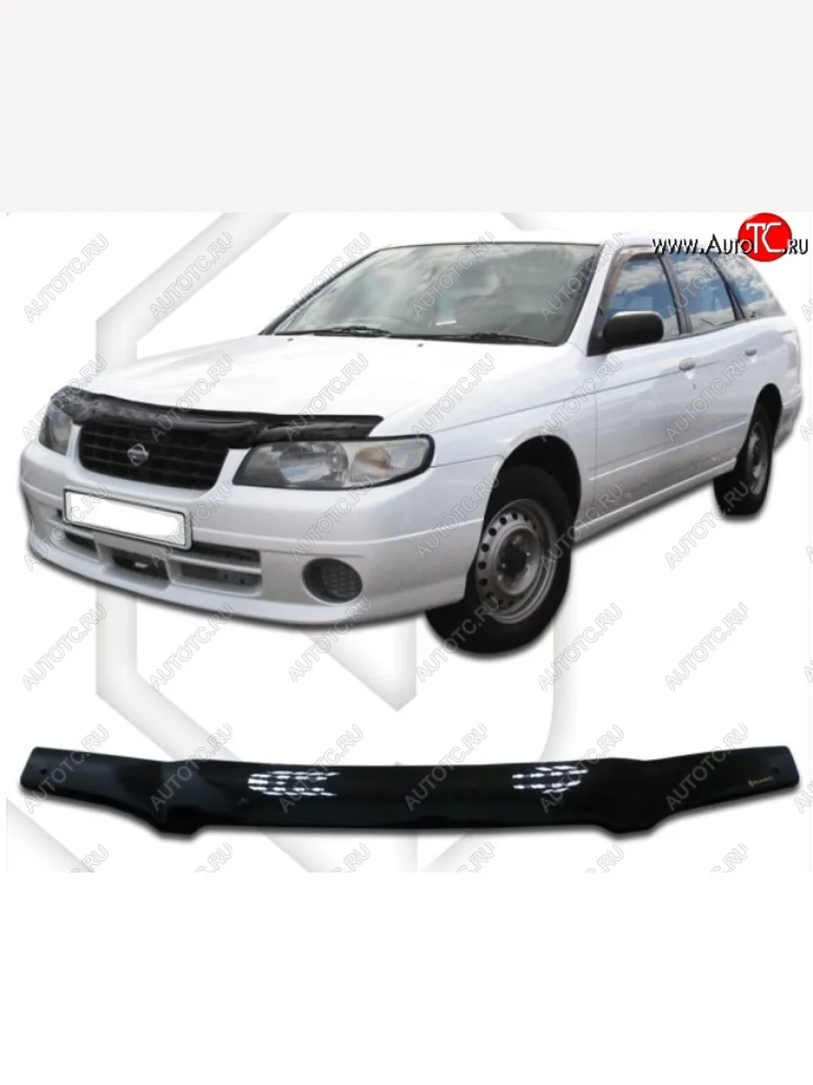Дефлектор капота CA-Plastic Nissan Avenir W11 универсал рестайлинг (2000-2005) (Classic черный, Без надписи)  в Перми Пермском крае