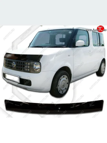 Дефлектор капота CA-Plastic (Classic черный) Nissan Cube 2 (2002-2008)